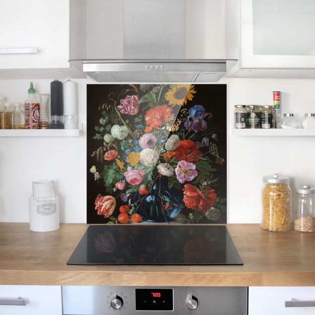 Glass splashback art print Jan Davidsz De Heem - Glass Vase With Flowers