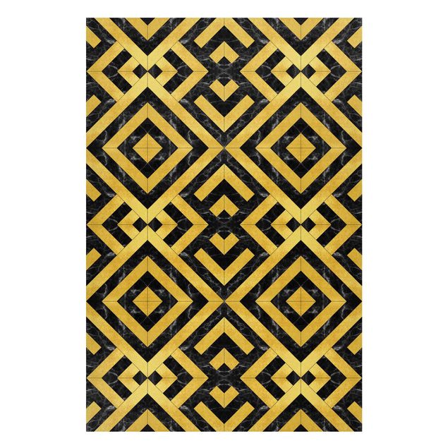 Magnetic memo board - Geometrical Tile Mix Art Deco Gold Black Marble