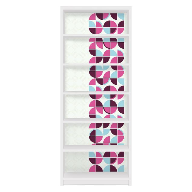 Adhesive film for furniture IKEA - Billy bookcase - Retro Circles Pattern Design