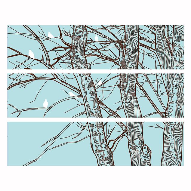 Adhesive film for furniture IKEA - Malm chest of 3x drawers - Winter Trees