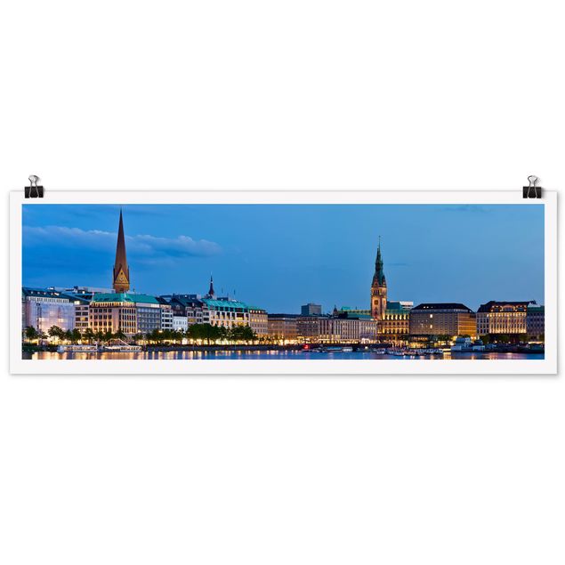 Panoramic poster architecture & skyline - Hamburg Skyline