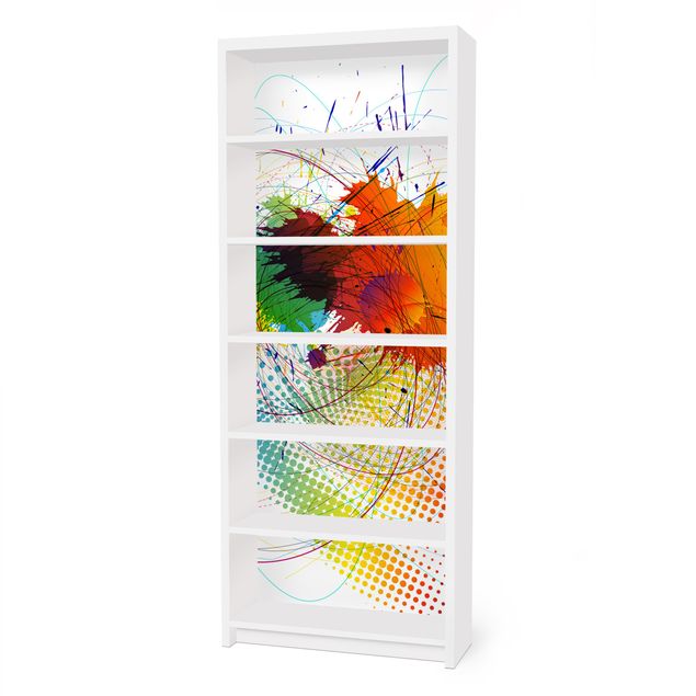 Adhesive film for furniture IKEA - Billy bookcase - Rainbow Background