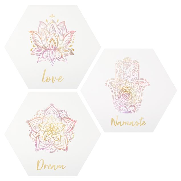 Forex hexagon - Mandala Namaste Lotus Set Gold Light Pink