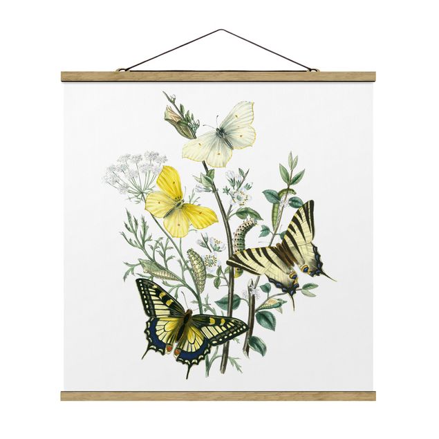 Fabric print with poster hangers - British Butterflies III