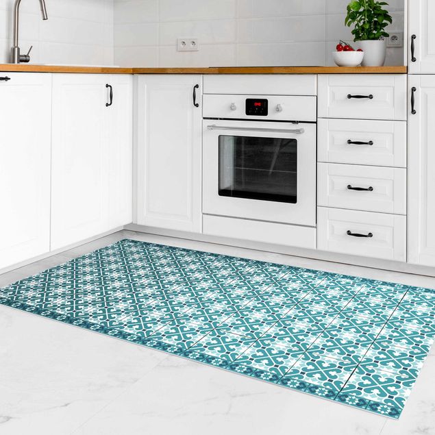 Outdoor rugs Geometrical Tile Mix Hearts Turquoise