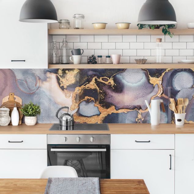 Splashback stone Marble Watercolour With Gold