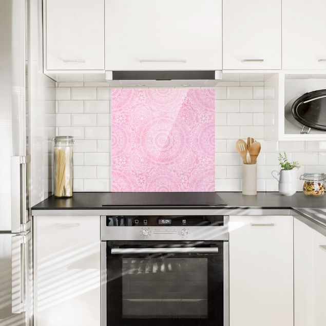 Glass splashback art print Pattern Mandala Light Pink