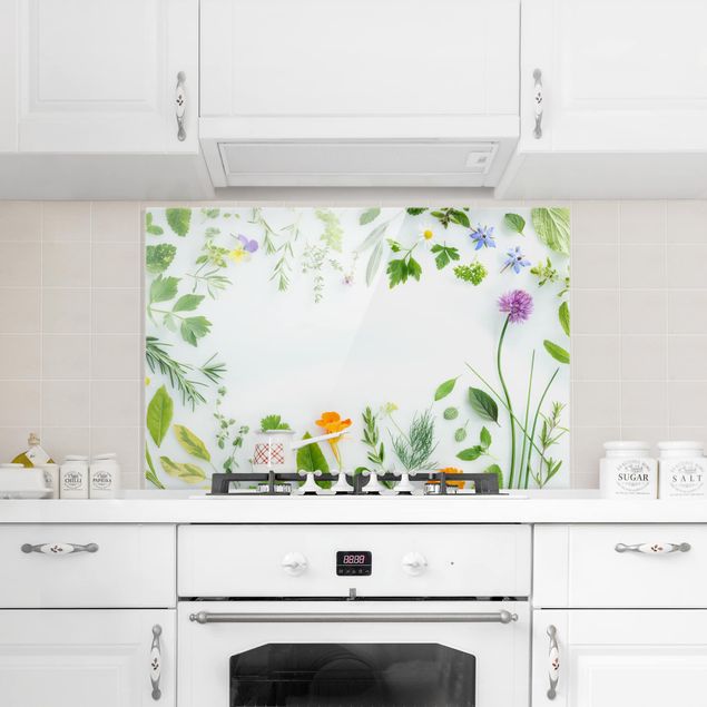Glass splashback spices and herbs Herbs And Flowers
