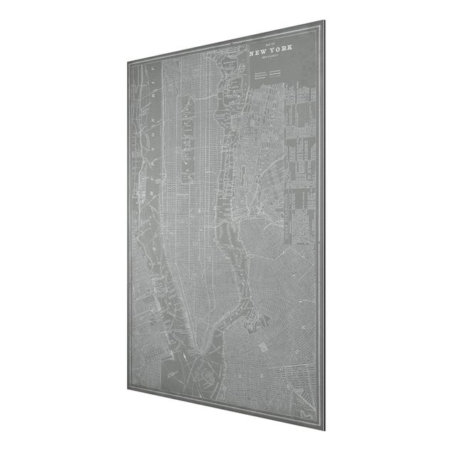 Print on aluminium - Vintage Map New York Manhattan