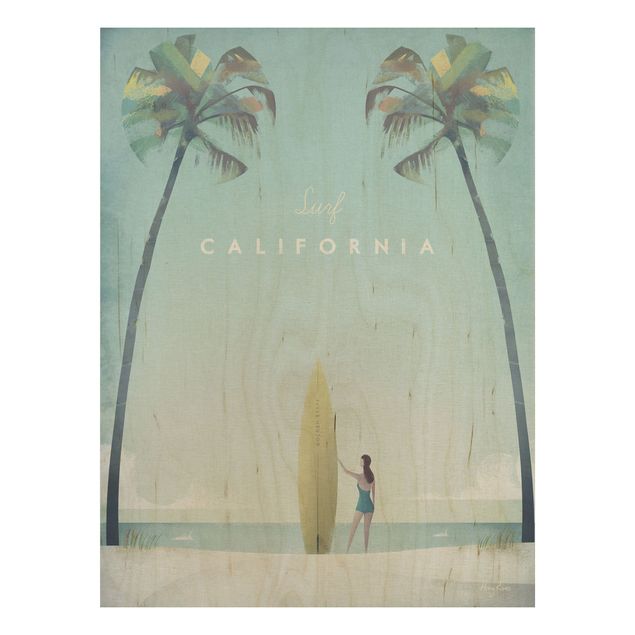 Print on wood - Travel Poster - California