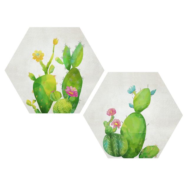 Alu-Dibond hexagon - Cactus Family Set I