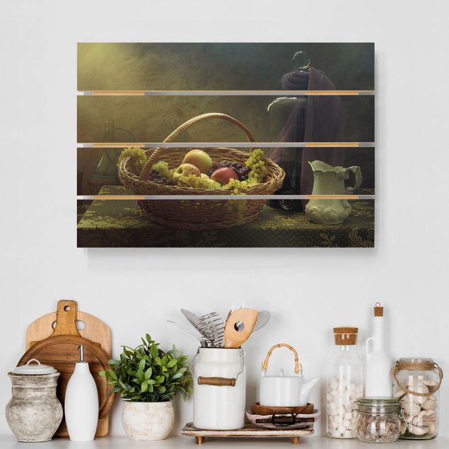 Print on wood - Still Life With Fruit Basket
