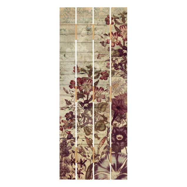 Print on wood - Vintage Floral Wood Look II