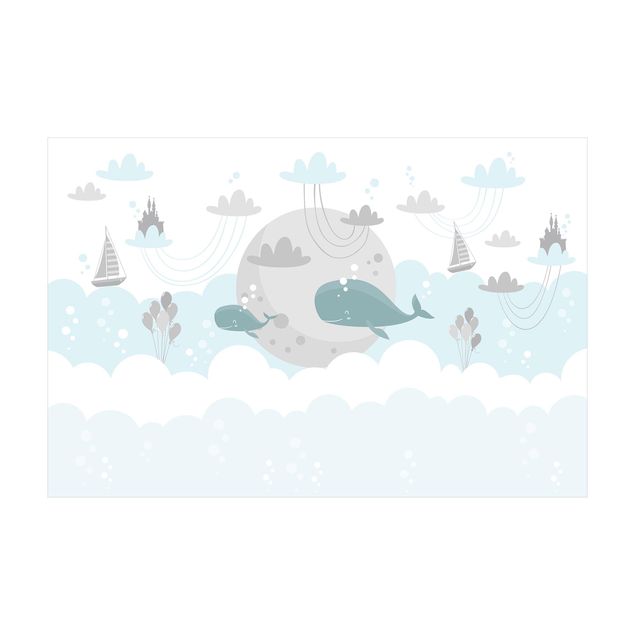 large floor mat Clouds With Whale And Castle