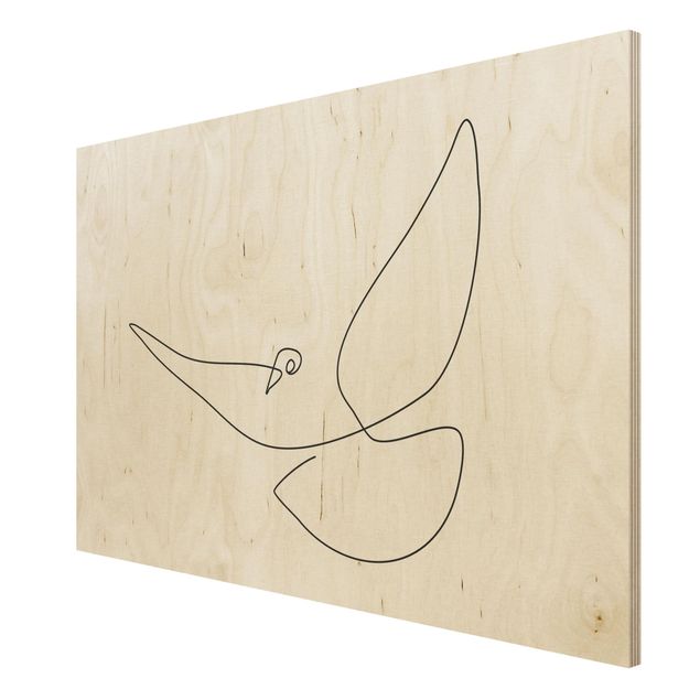 Print on wood - Dove Line Art