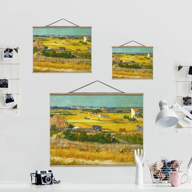 Fabric print with poster hangers - Vincent Van Gogh - The Harvest