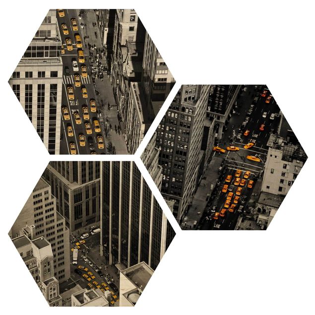 Wooden hexagon - New York Taxis