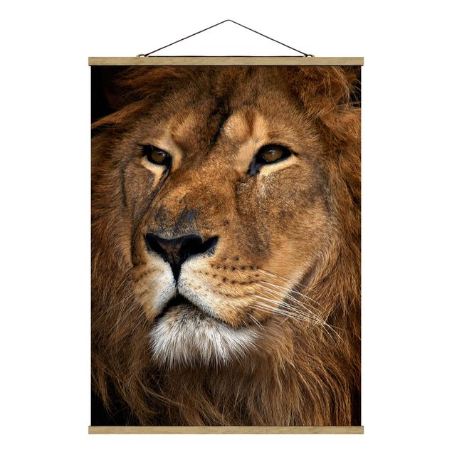Fabric print with poster hangers - Lion's Gaze