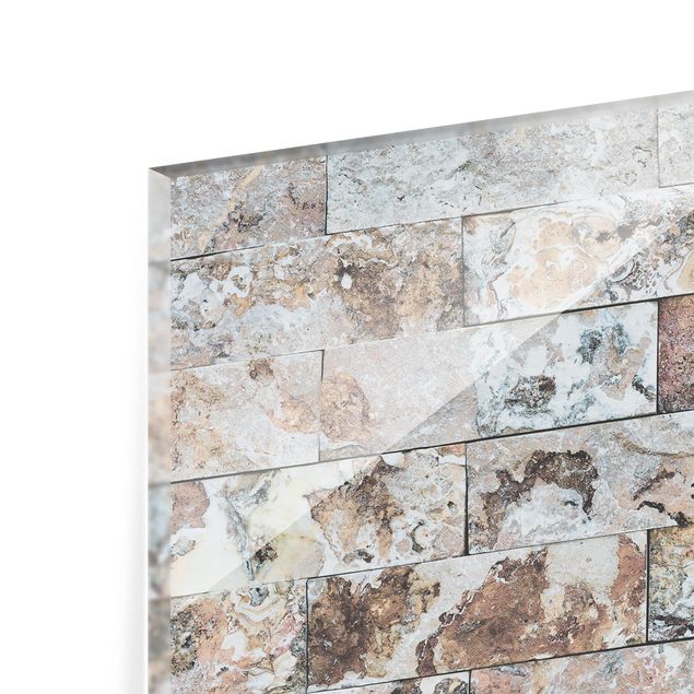 Glass Splashback - Natural Marble Stone Wall - Landscape 3:4