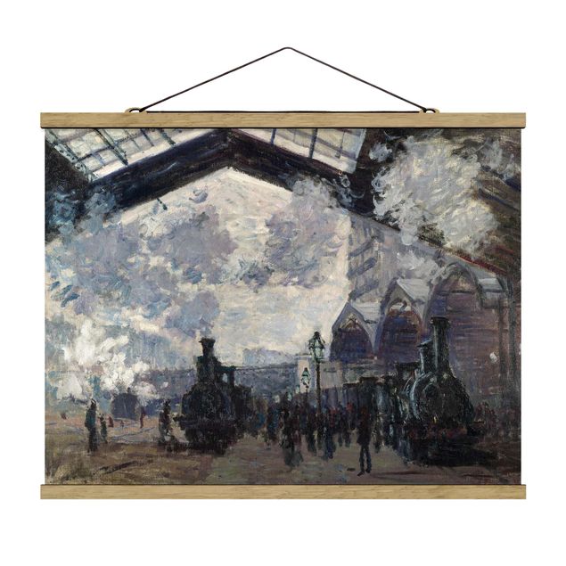 Fabric print with poster hangers - Claude Monet - Gare Saint Lazare