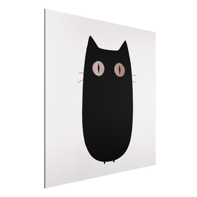 Aluminium dibond Black Cat Illustration