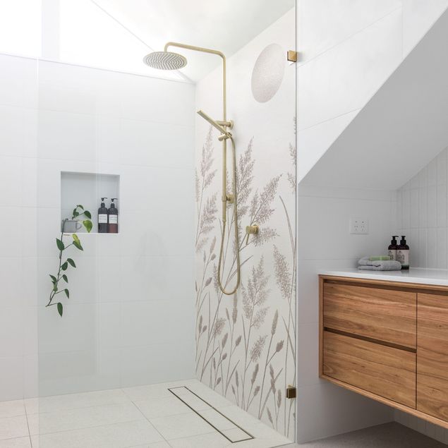 Shower panels Grasses And Moon In Silver