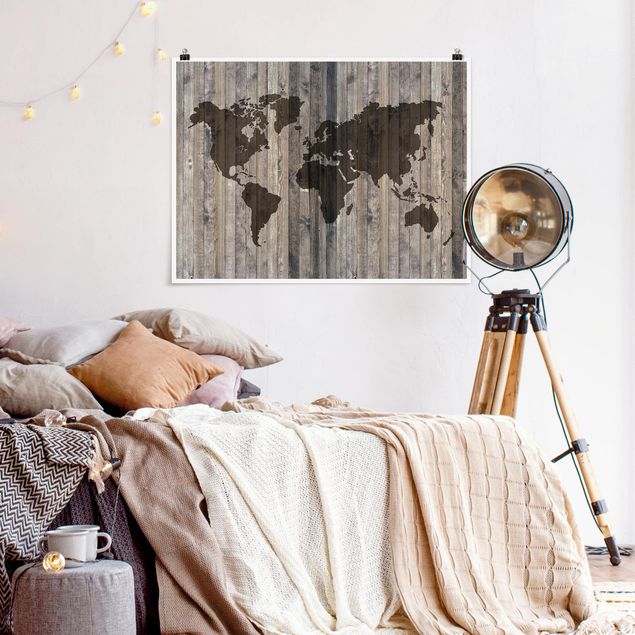 Poster - Wood World Map