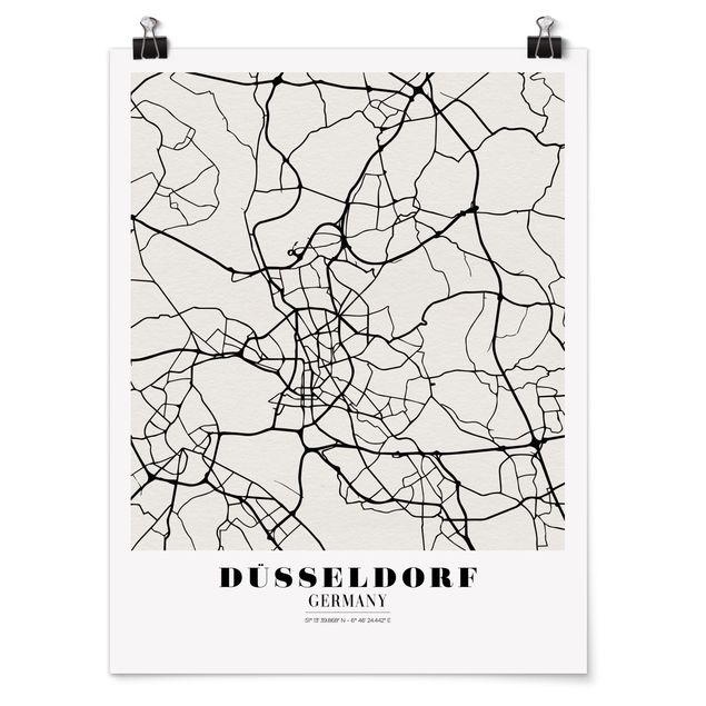 Poster city, country & world maps - Dusseldorf City Map - Classic