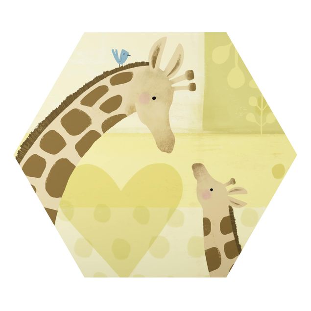 Alu-Dibond hexagon - Mum And I - Giraffes