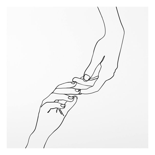 Print on forex - Line Art Hands Touching Black And White