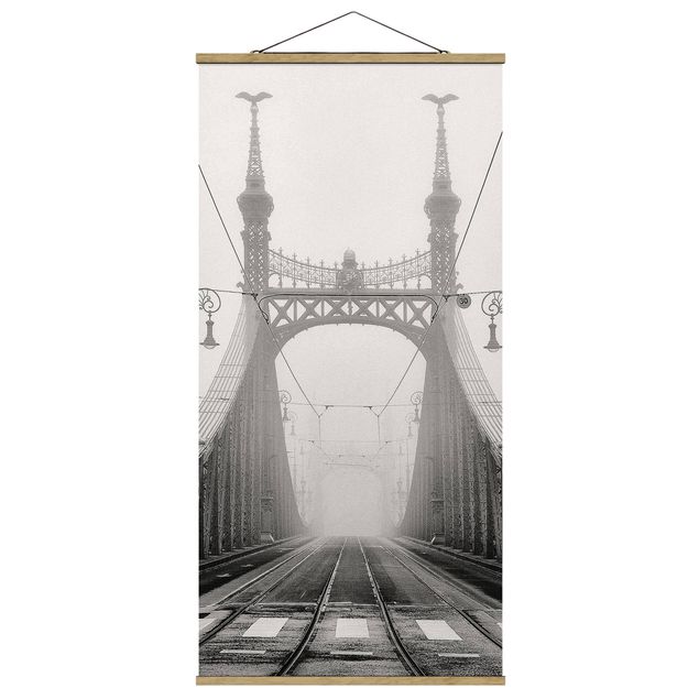Fabric print with poster hangers - Bridge in Budapest
