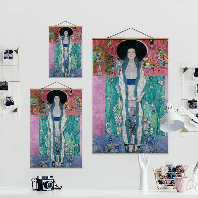 Fabric print with poster hangers - Gustav Klimt - Portrait Adele Bloch-Bauer II