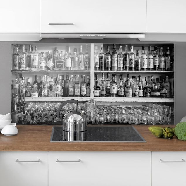 Glass splashback kitchen Bar Black & White