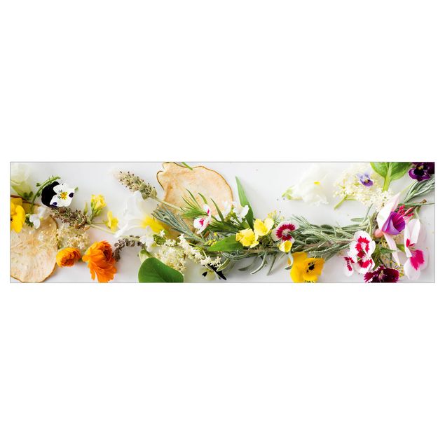 Kitchen wall cladding - Fresh Herbs With Edible Flowers
