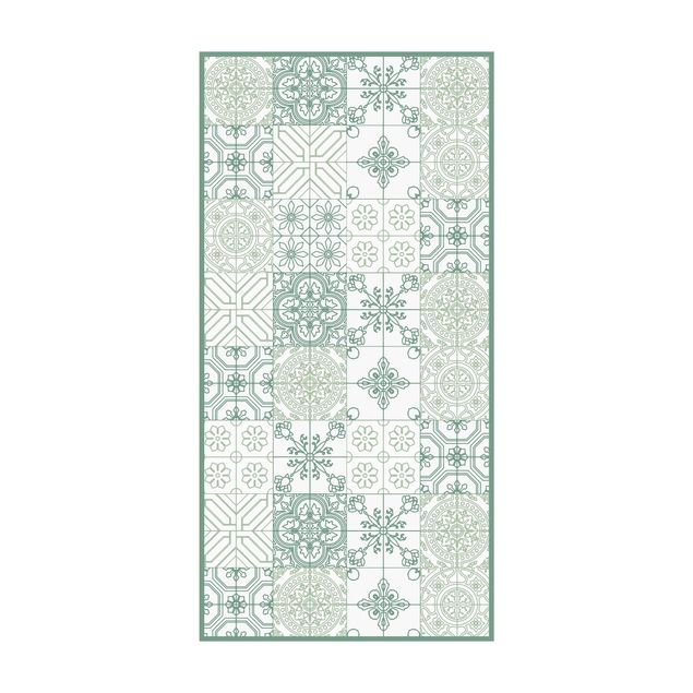 contemporary rugs Floral Tile Pattern Small Parts In Shades Of Green