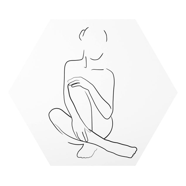 Forex hexagon - Line Art Woman Sitting Black And White