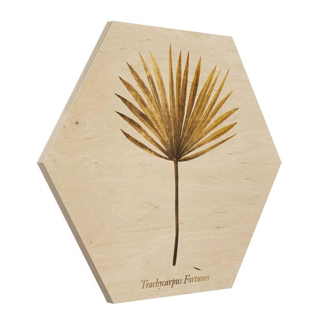 Wooden hexagon - Gold - Palm Leaf