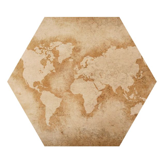 Alu-Dibond hexagon - Antique World Map