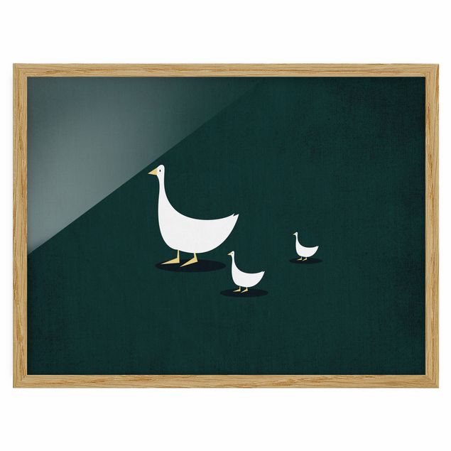 Framed poster - Goose Family On A Trip