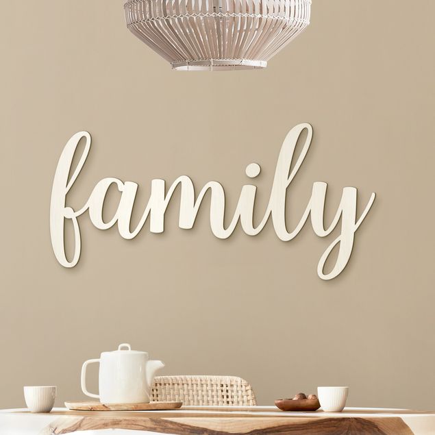 wood wall art decor Family Handlettering