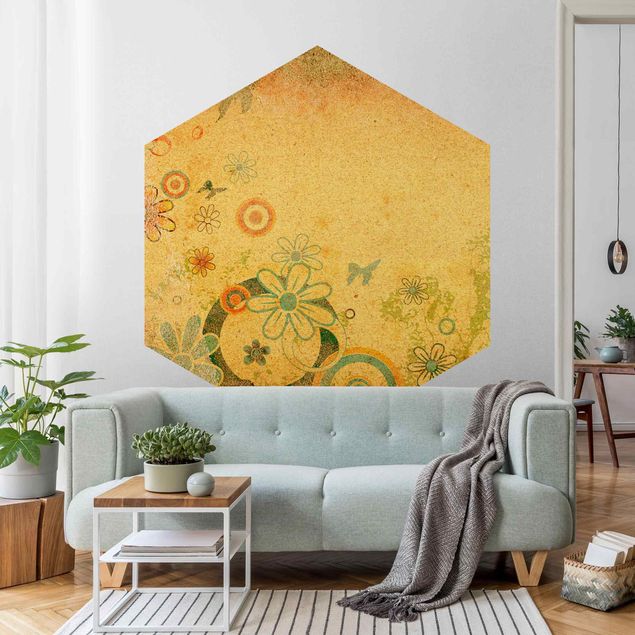 Self-adhesive hexagonal pattern wallpaper - Fantasia