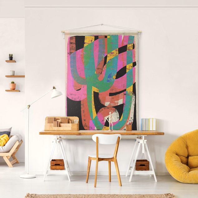 extra large wall tapestry Colourful Shapes