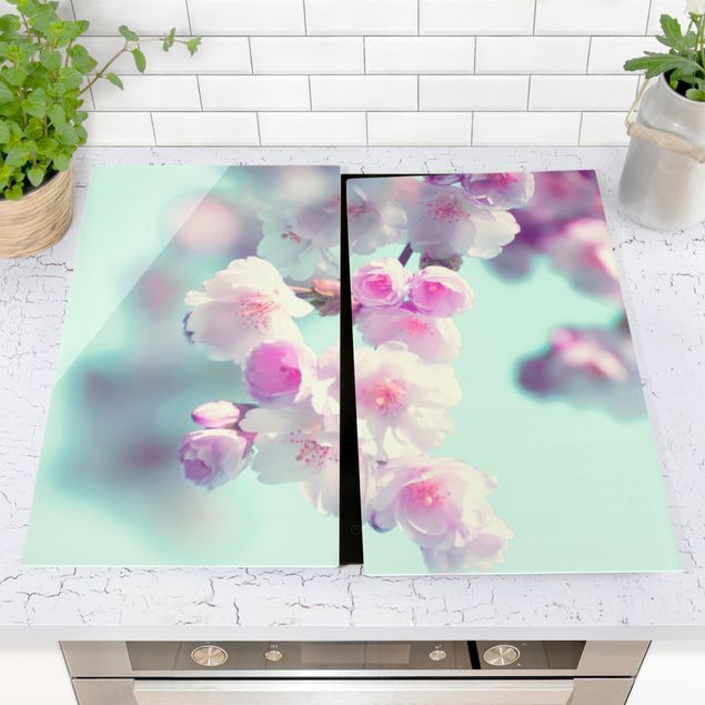 Stove top covers - Colourful Cherry Blossoms