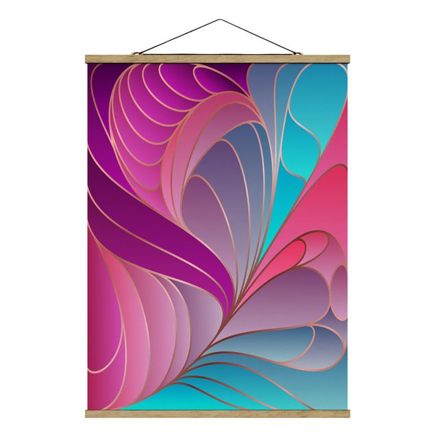 Fabric print with poster hangers - Colourful Art Deco ll - Portrait format 3:4