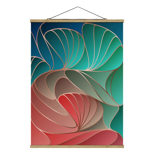 Fabric print with poster hangers - Colourful Art Deco - Portrait format 3:4