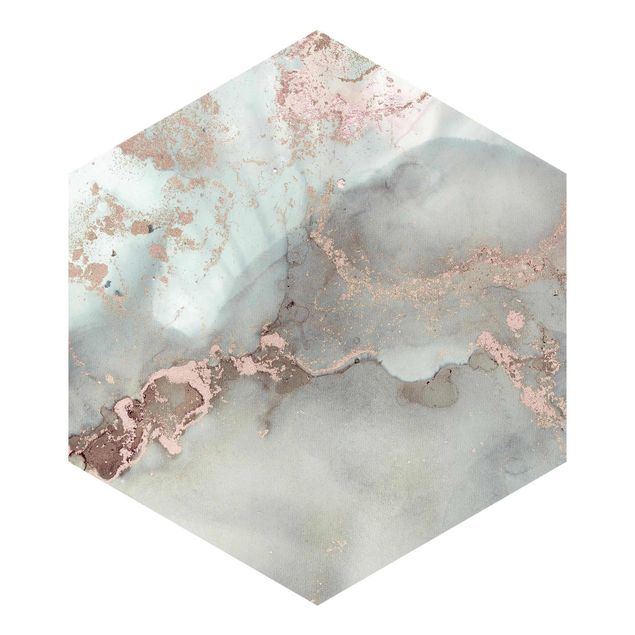 Self-adhesive hexagonal pattern wallpaper - Colour Experiments Marble Pastel And Gold