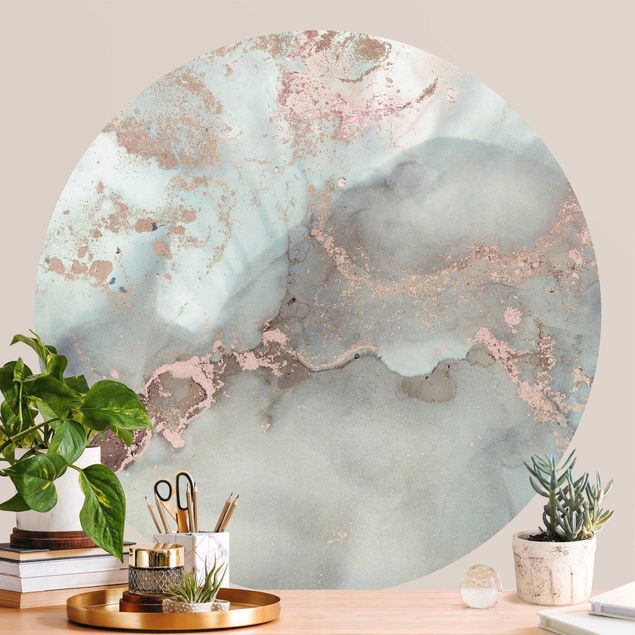 Self-adhesive round wallpaper - Colour Experiments Marble Pastel And Gold