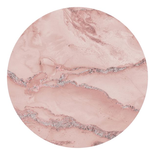 Self-adhesive round wallpaper - Colour Experiments Marble Light Pink And Glitter