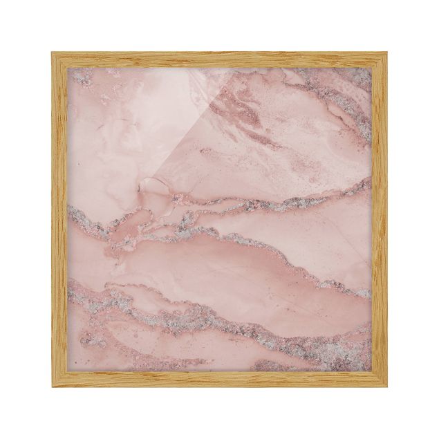 Framed poster - Colour Experiments Marble Light Pink And Glitter