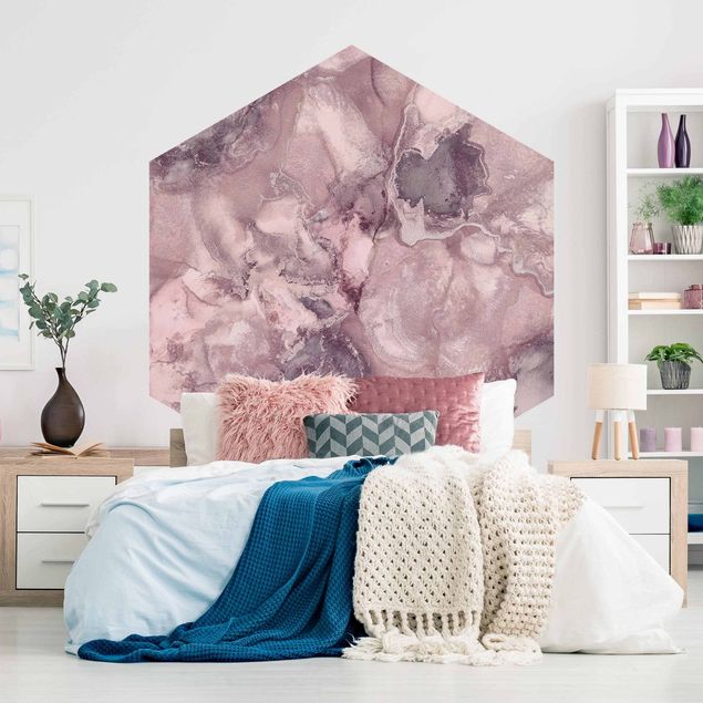 Self-adhesive hexagonal pattern wallpaper - Colour Experiments Marble Purple